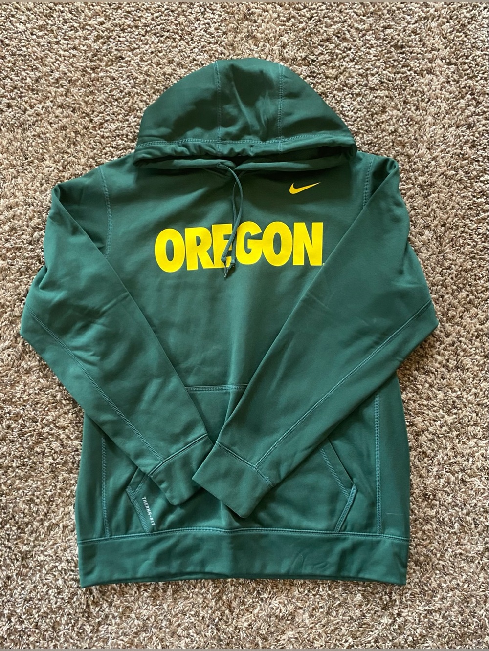 Nike Oregon Ducks Therma-FIT Pullover Hoodie Green Yellow M